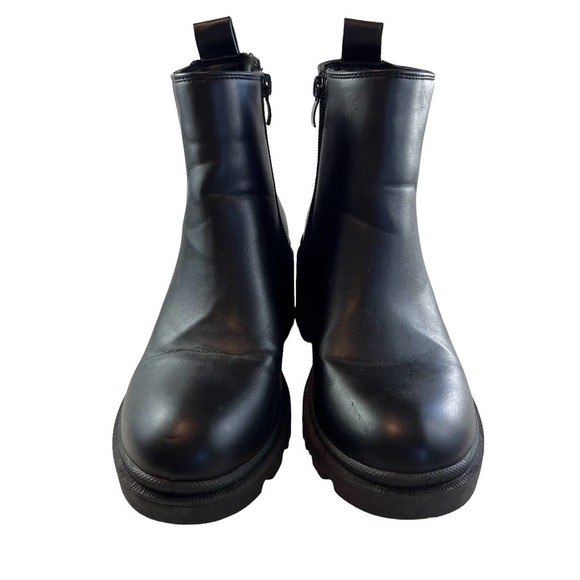 Cupio Women’s faux leather black booties combat casual. size 7  #S104 - Picture 6 of 13